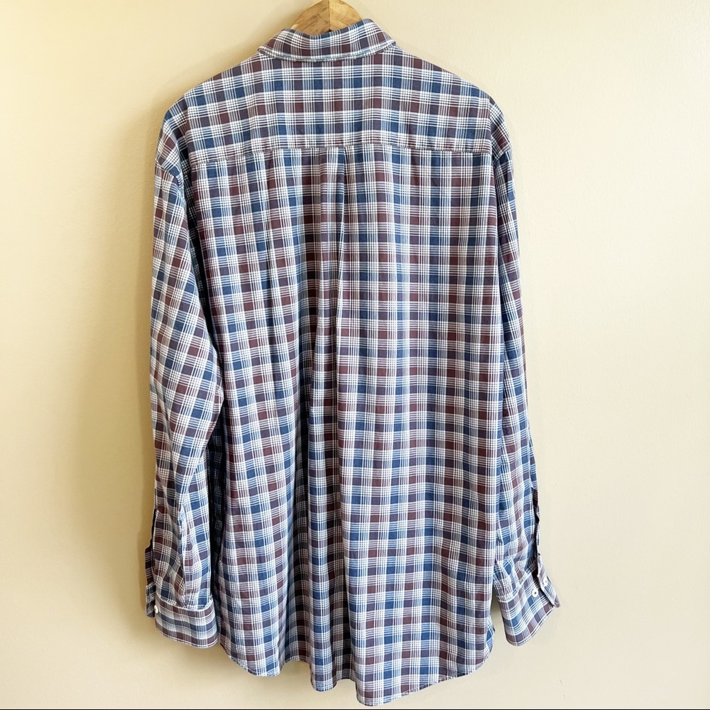 PETER MILLAR Men’s Blue Plaid Dress Shirt Size XL 100% Cotton DRY CLEANED - Picture 6 of 8